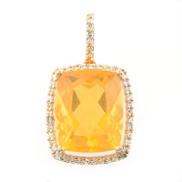 2.96 Ct Cushion Mixed Cut Natural Fire Opal 14K Gold Pendant