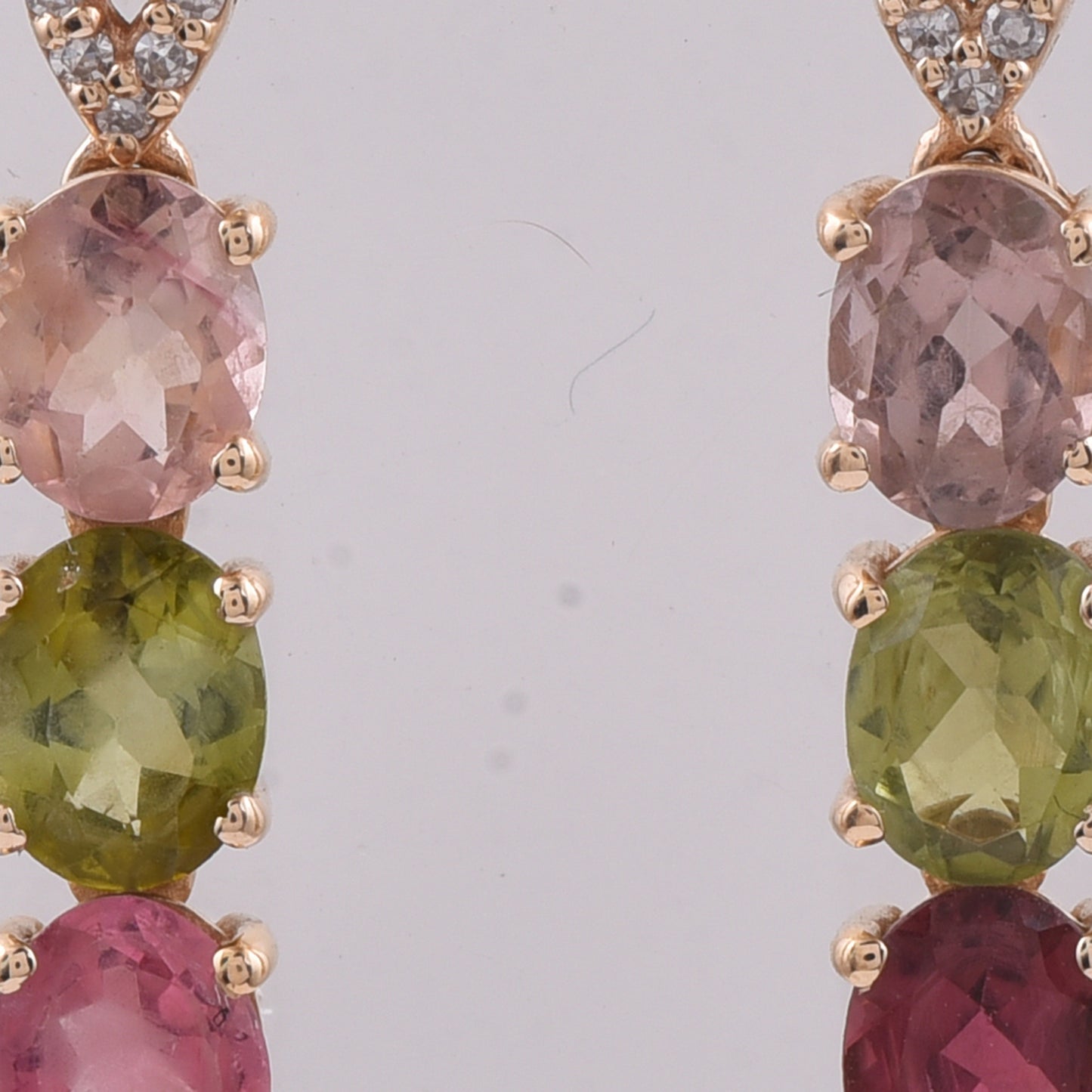 1.98 Ct Oval Natural Multi-Coloured Tourmaline 14K Gold Earrings