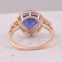 4.93 Ct Pear Mixed Cut Natural Tanzanite 14K Gold Ring