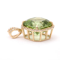 8.02 Ct Octagon Natural Eridot 14K Gold Pendant