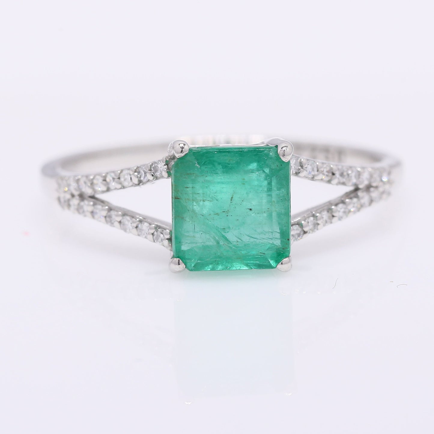 1.73 Ct Octagon Step Cut Natural Emerald 950 Platinum Ring