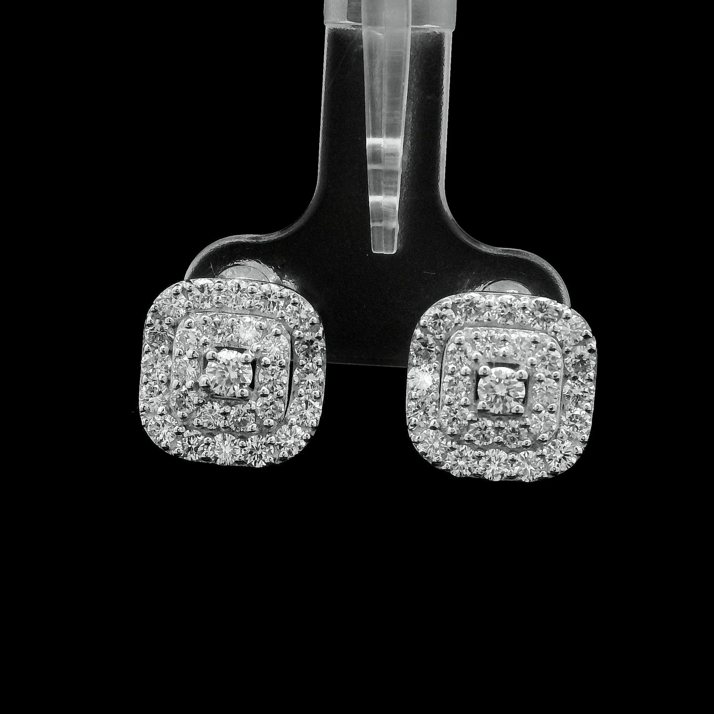 1.64 Ct Round Lab Grown Diamond 925 Sterling Silver Earrings