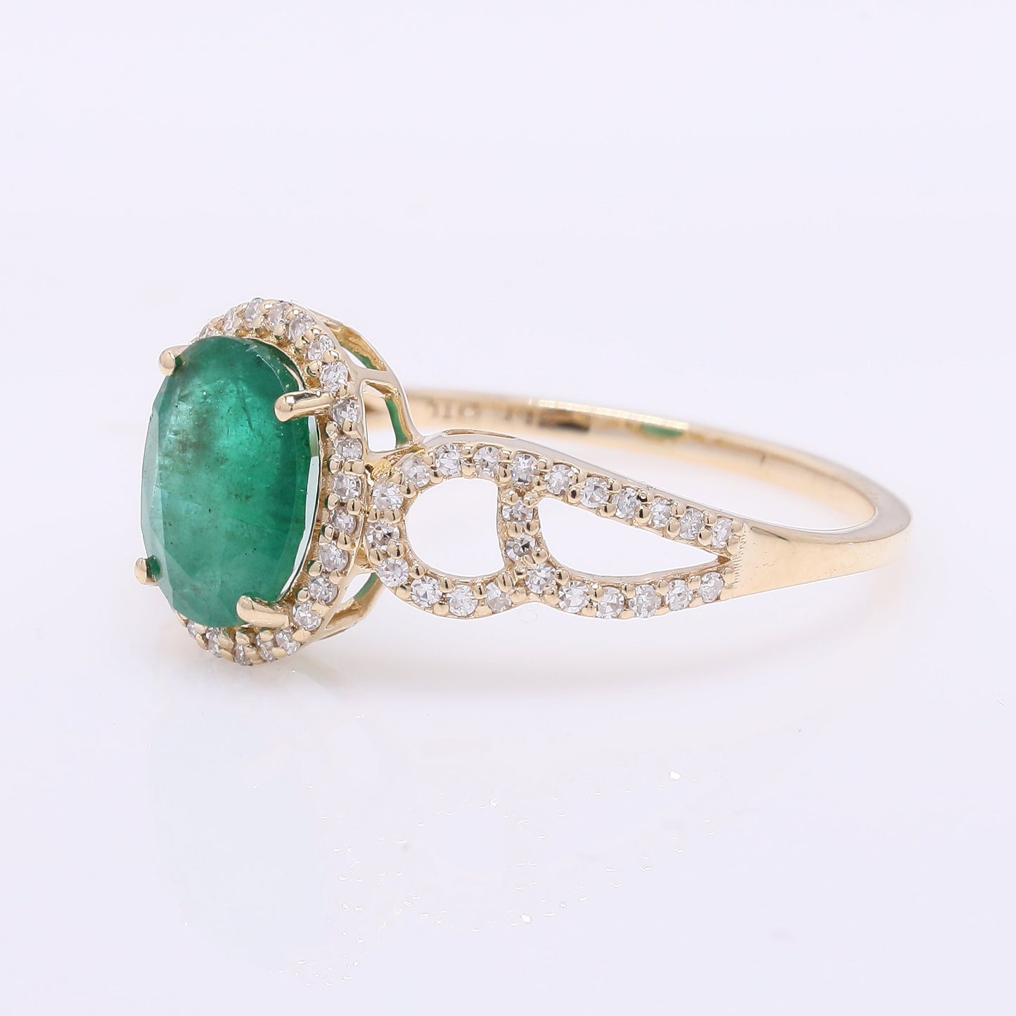 1.43 Ct Oval Mixed Cut Natural Emerald 14K Gold Ring