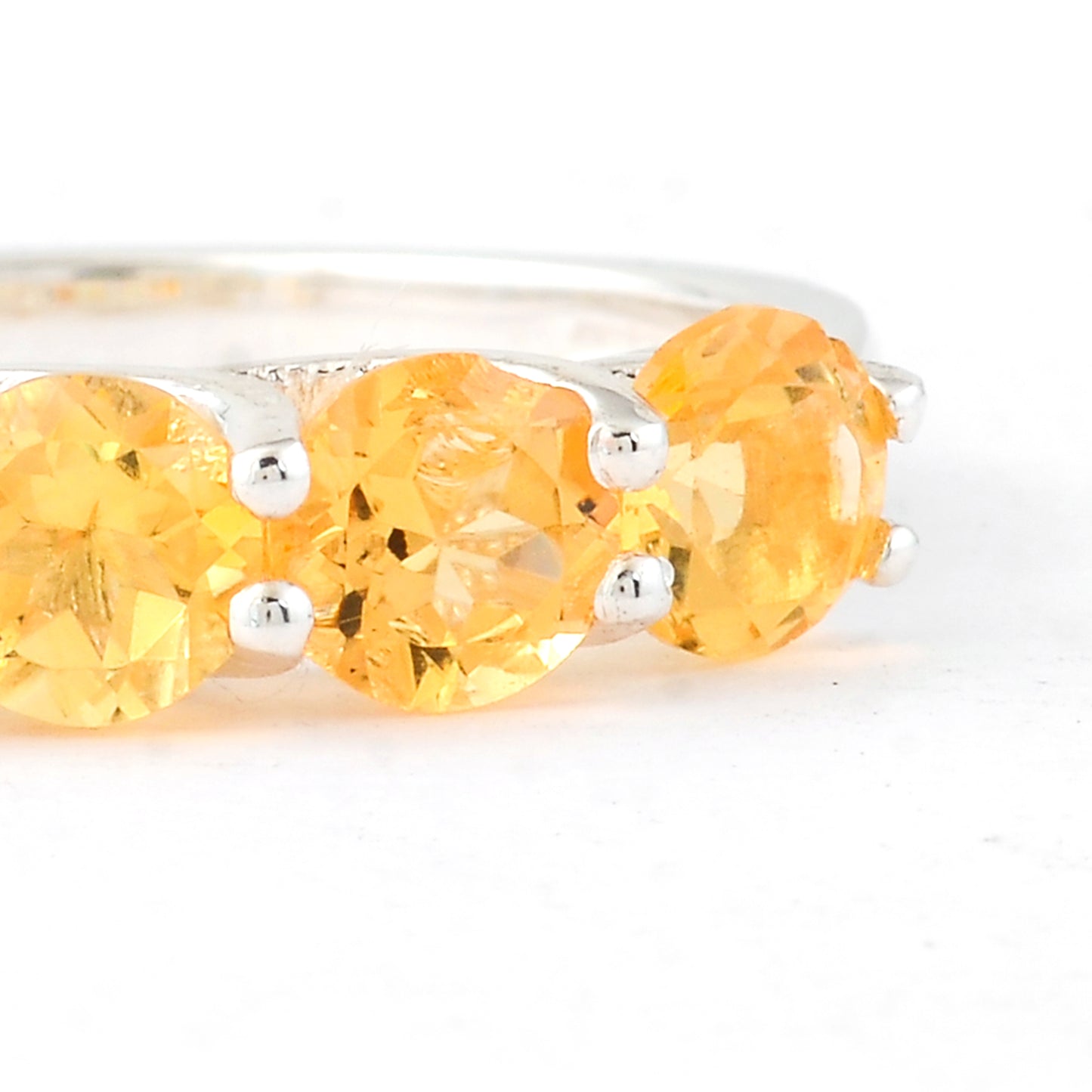 2.33 Ct Round Citrine, 925 Sterling Silver Ring