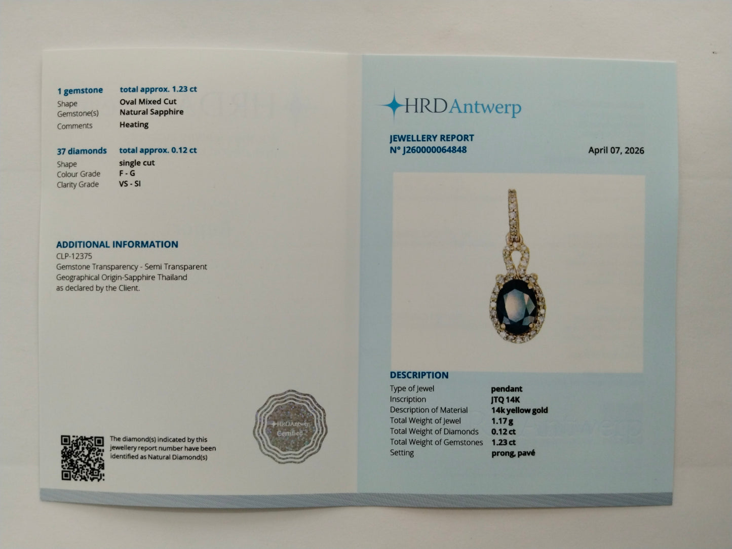 1.35 Ct Oval Mixed Cut Natural Sapphire 14K Gold Pendant
