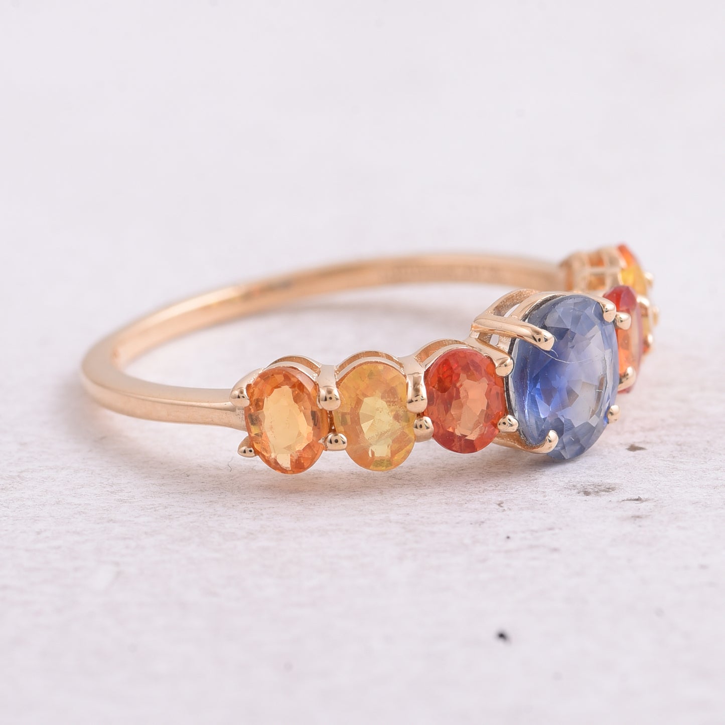 2.17 Ct Oval Natural Multi-Coloured Sapphire 14K Gold Ring