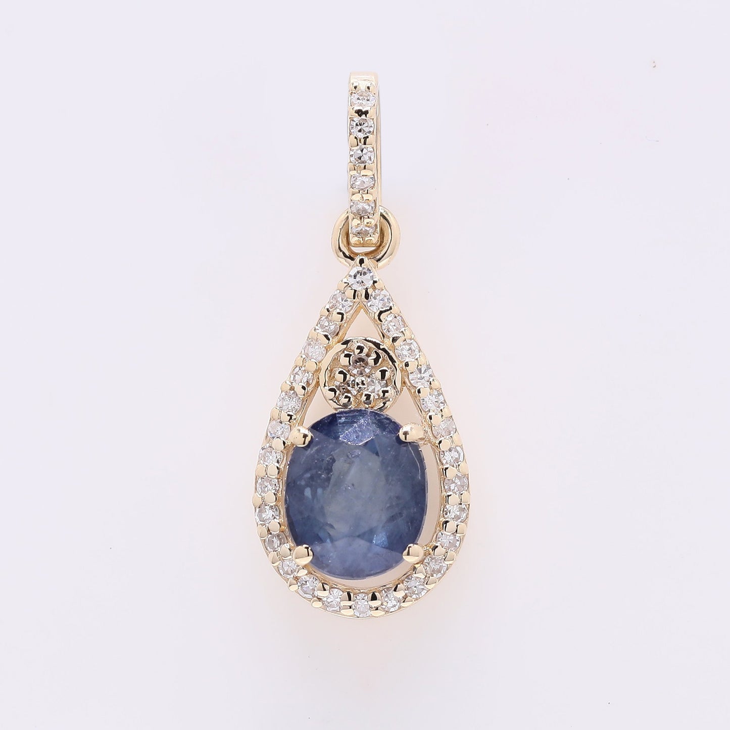 1.20 Ct Oval Mixed Cut Natural Sapphire 14K Gold Pendant