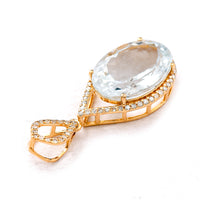5.21 Ct Oval Mixed Cut Natural Aquamarine 14K Gold Pendant