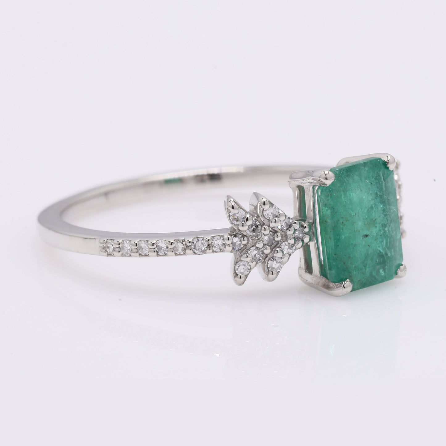 1.10 Ct Octagon Step Cut Natural Emerald 950 Platinum Ring