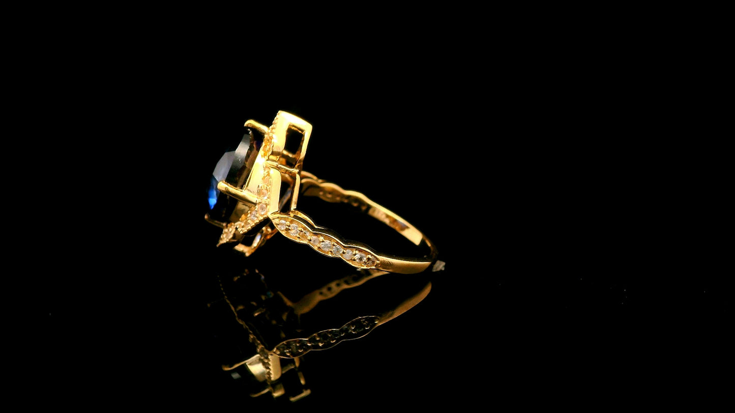 6.73 Ct Cushion Lab Grown Sapphire 14K Gold Ring