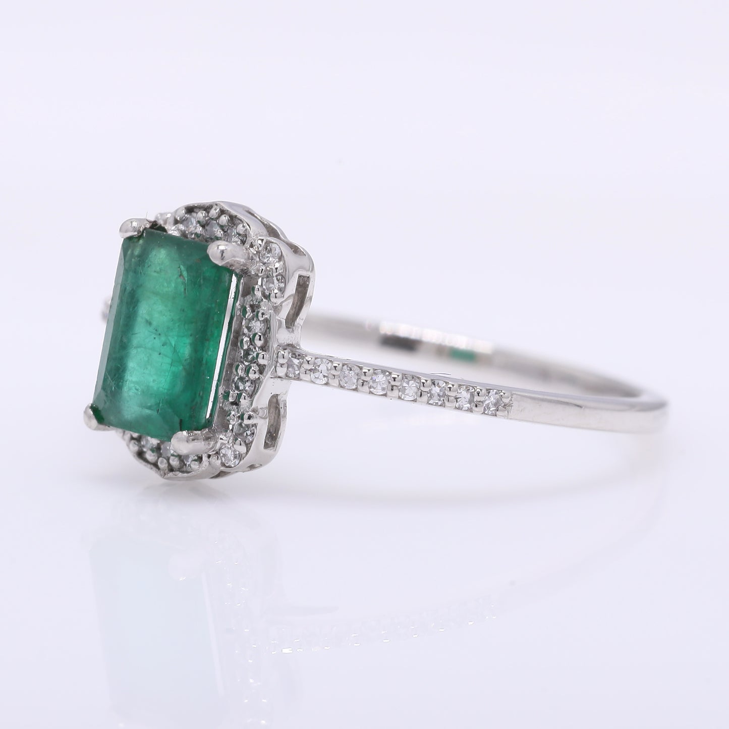1.01 Ct Octagon Step Cut Natural Emerald 950 Platinum Ring