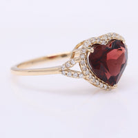 2.45 Ct Heart Mixed Cut Natural Garnet 14K Gold Ring