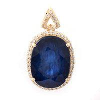 9.49 Ct Oval Mixed Cut Natural Sapphire 14K Gold Pendant