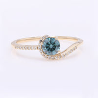 0.55 Ct Round Blue Diamond 14K Gold Ring