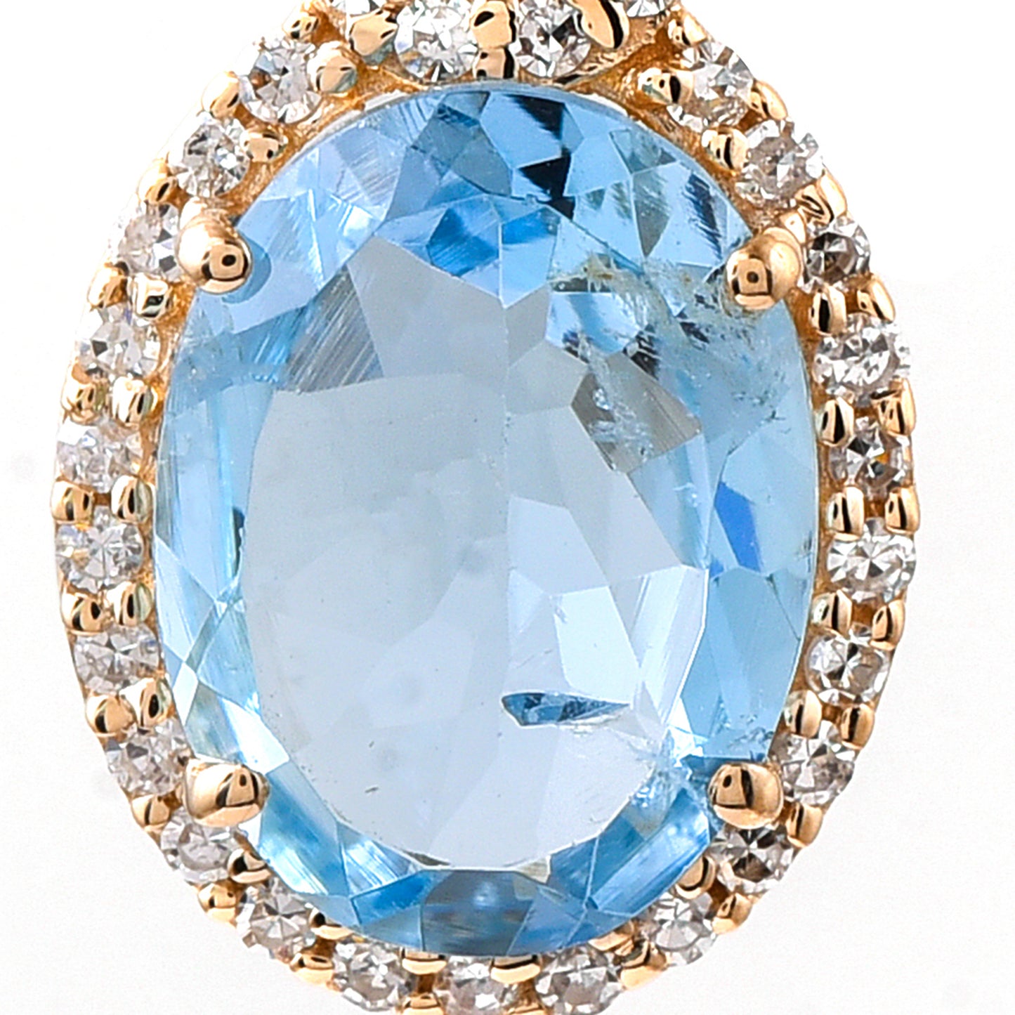 1.26 Ct Oval Mixed Cut Natural Aquamarine 14K Gold Pendant