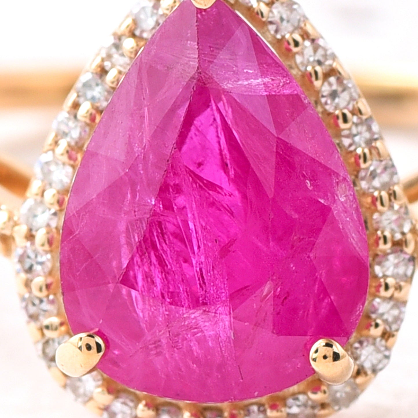 2.68 Ct Pear Mixed Cut Natural Ruby 14K Gold Ring