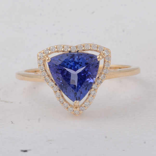 2.00 Ct Trillion Tanzanite 9K Gold Ring