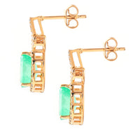 2.93 Ct Pear Mixed Cut Natural Emerald 14K Gold Earrings