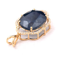 7.57 Ct Oval Mixed Cut Natural Sapphire 14K Gold Pendant