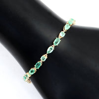 5.35 Ct Oval Emerald 14K Gold Bracelet