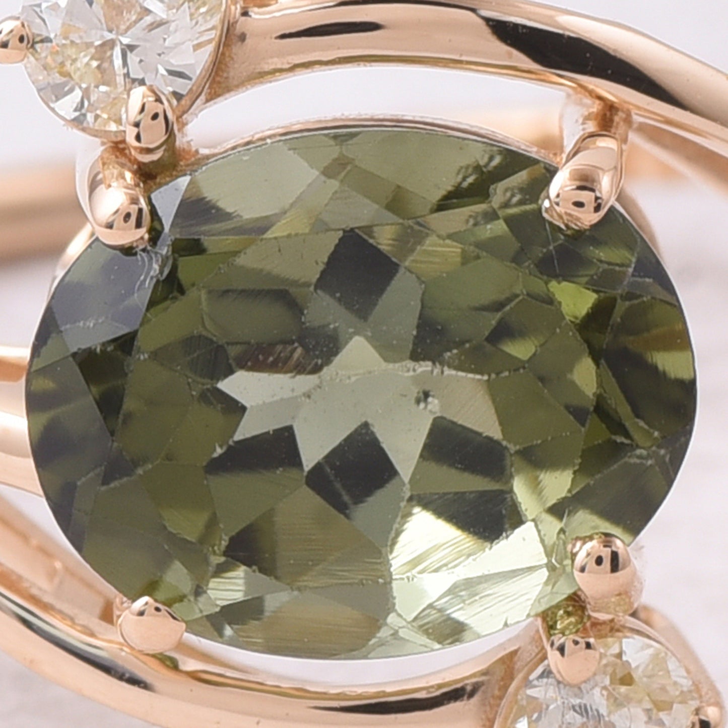 2.16 Ct Oval Mixed Cut Natural Green Tourmaline 14K Gold Ring
