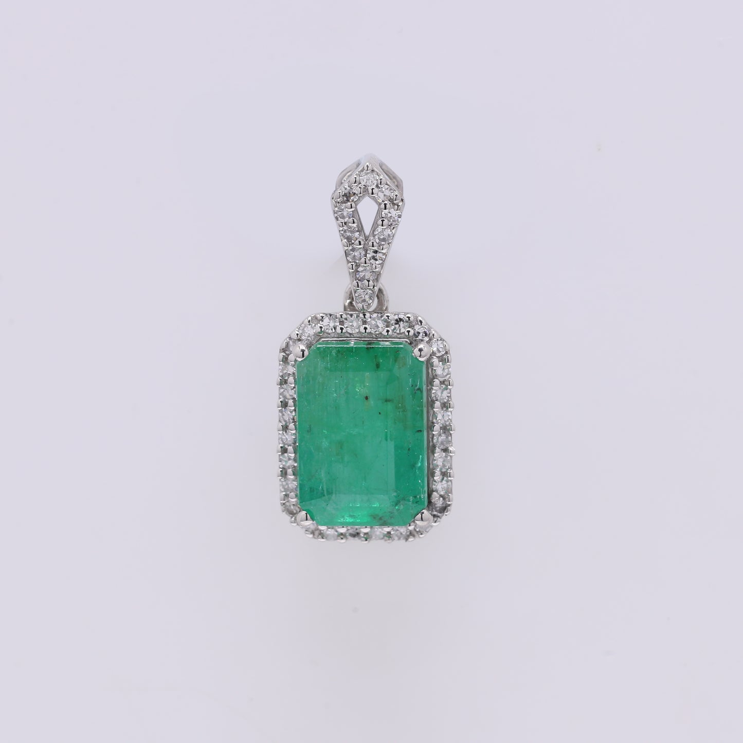 1.60 Ct Octagon Step Cut Natural Emerald 950 Platinum Pendant