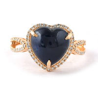 7.60 Ct Heart Cabochon Natural Sapphire 14K Gold Ring