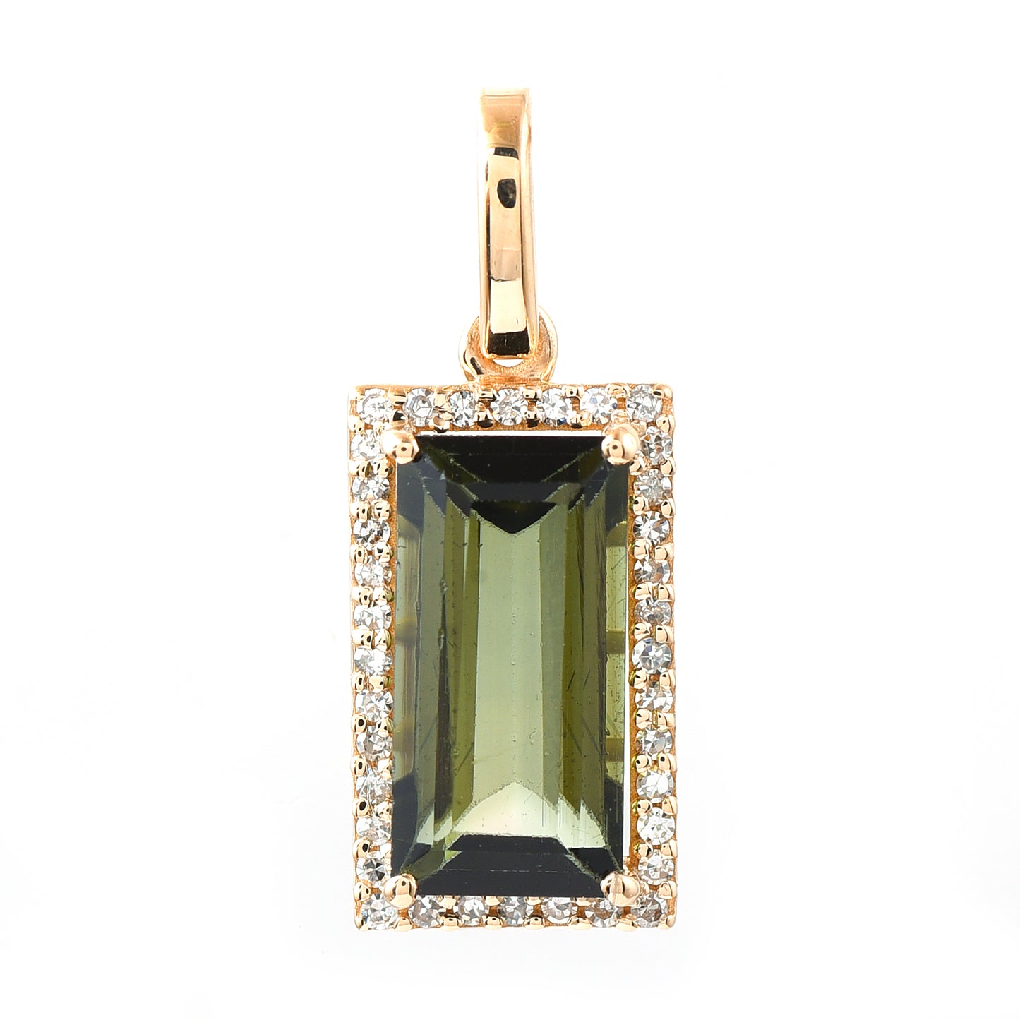 2.34 Ct Baguette Tourmaline 14K Gold Pendant