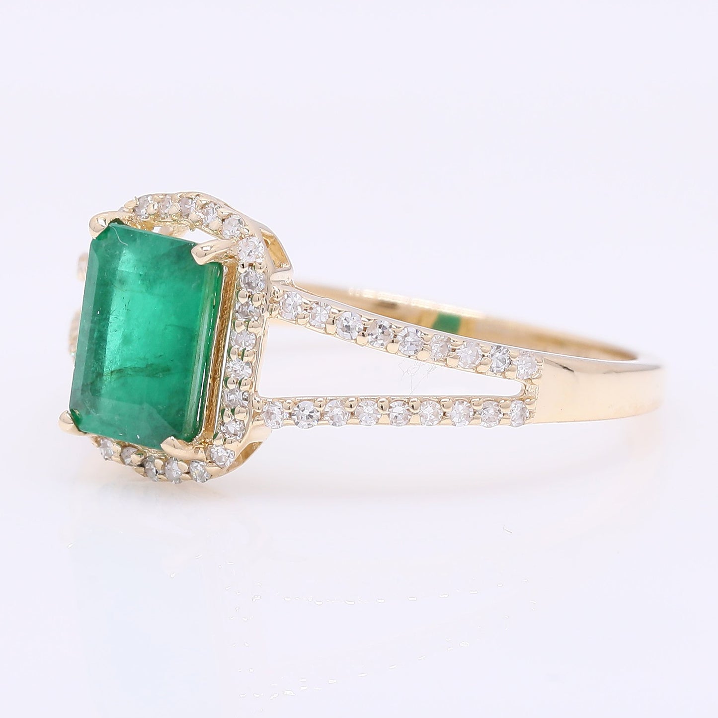 1.15 Ct Octagon Step Cut Natural Emerald 14K Gold Ring