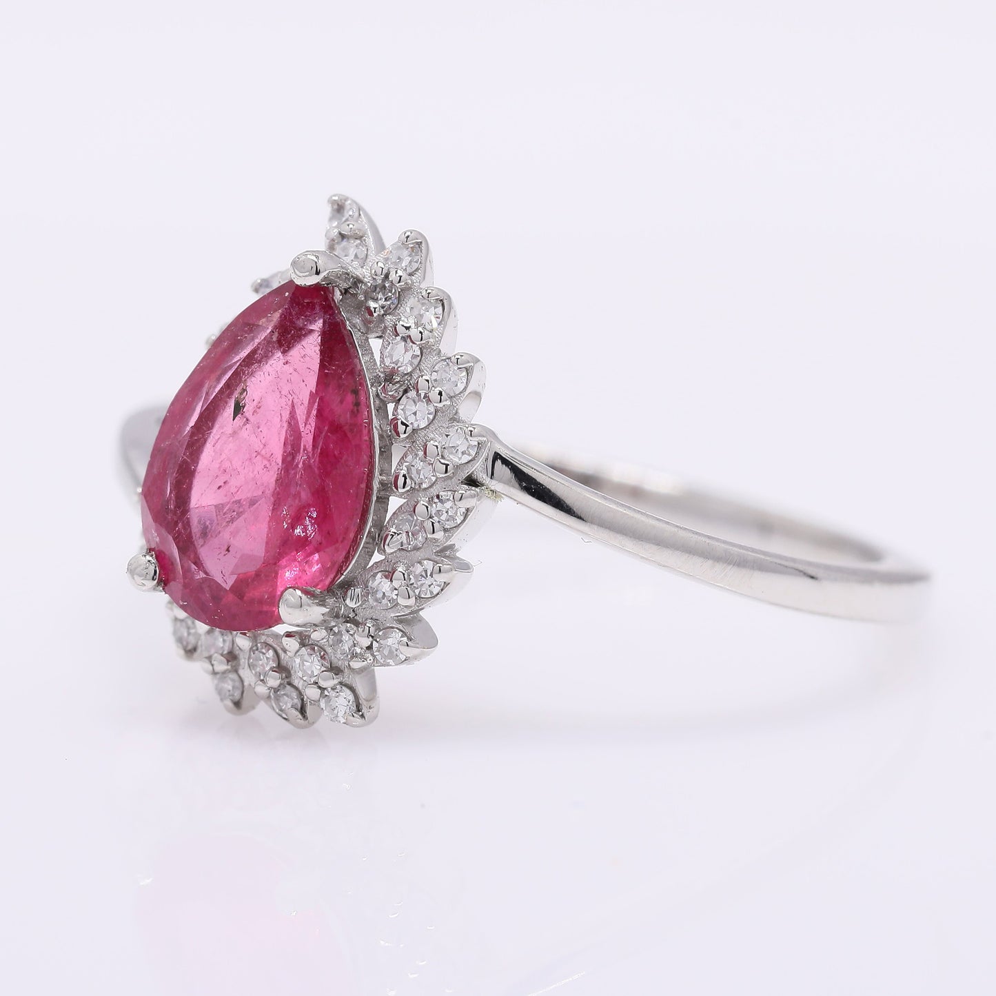 1.13 Ct Pear Mixed Cut Natural Pink Tourmaline 950 Platinum Ring