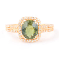 1.82 Ct Oval Mixed Cut Natural Green Sapphire 14K Gold Ring