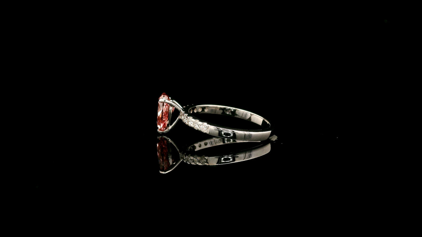 1.24 Carats Pink Lab Grown Diamond 14K Gold Ring