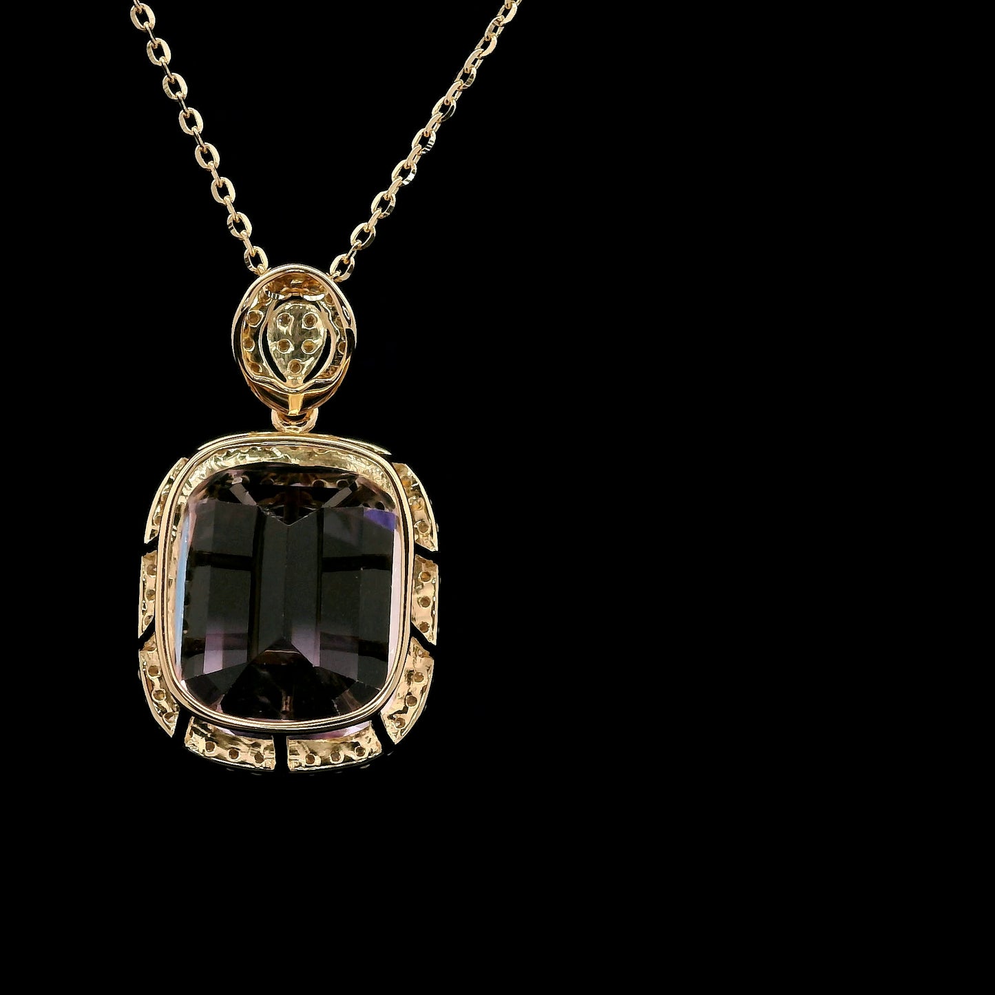 8.60 Ct Cushion Kunzite 14K Gold Pendant