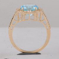 3.69 Ct Round Blue Topaz 9K Gold Ring