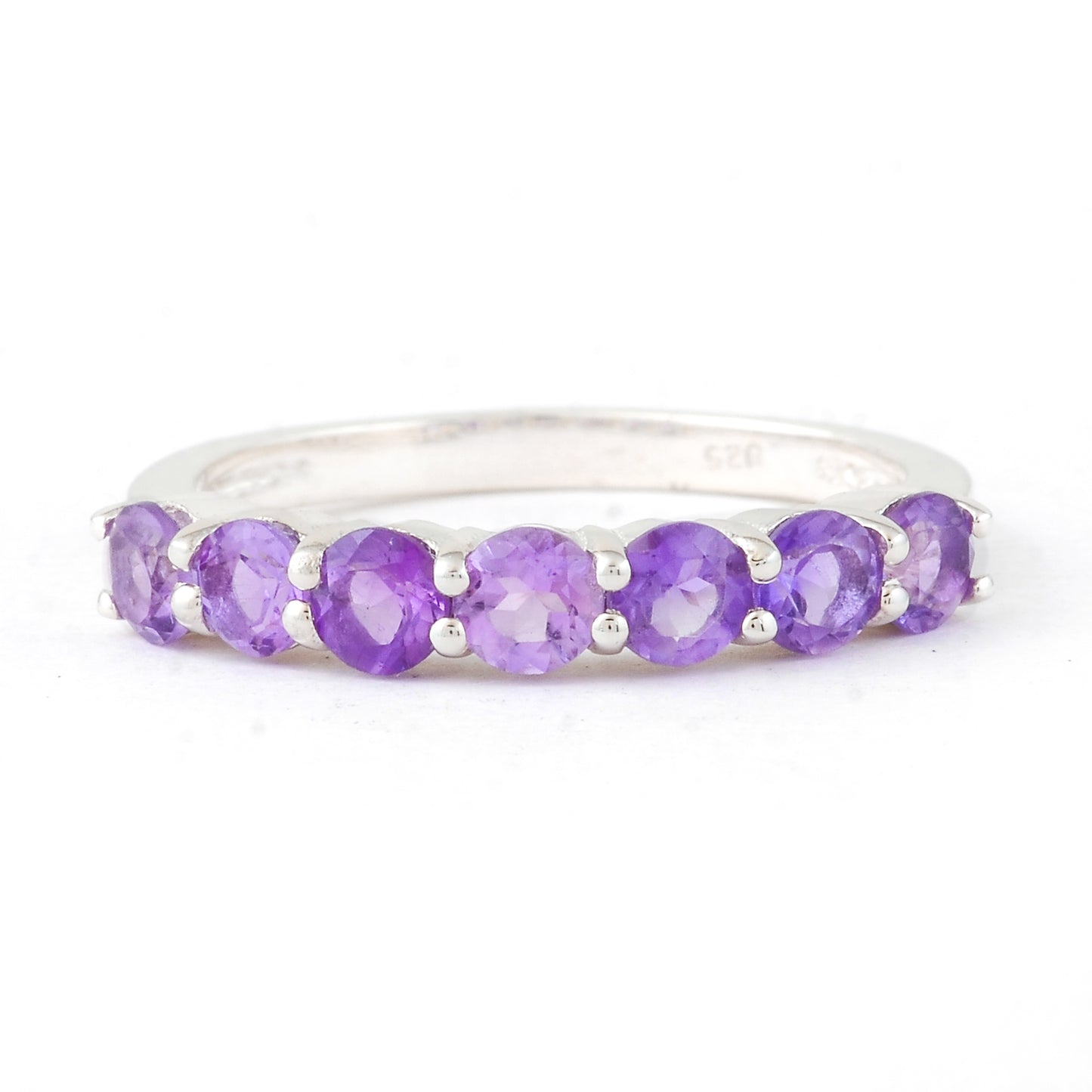 1.08 Ct Round Amethyst, 925 Sterling Silver Ring