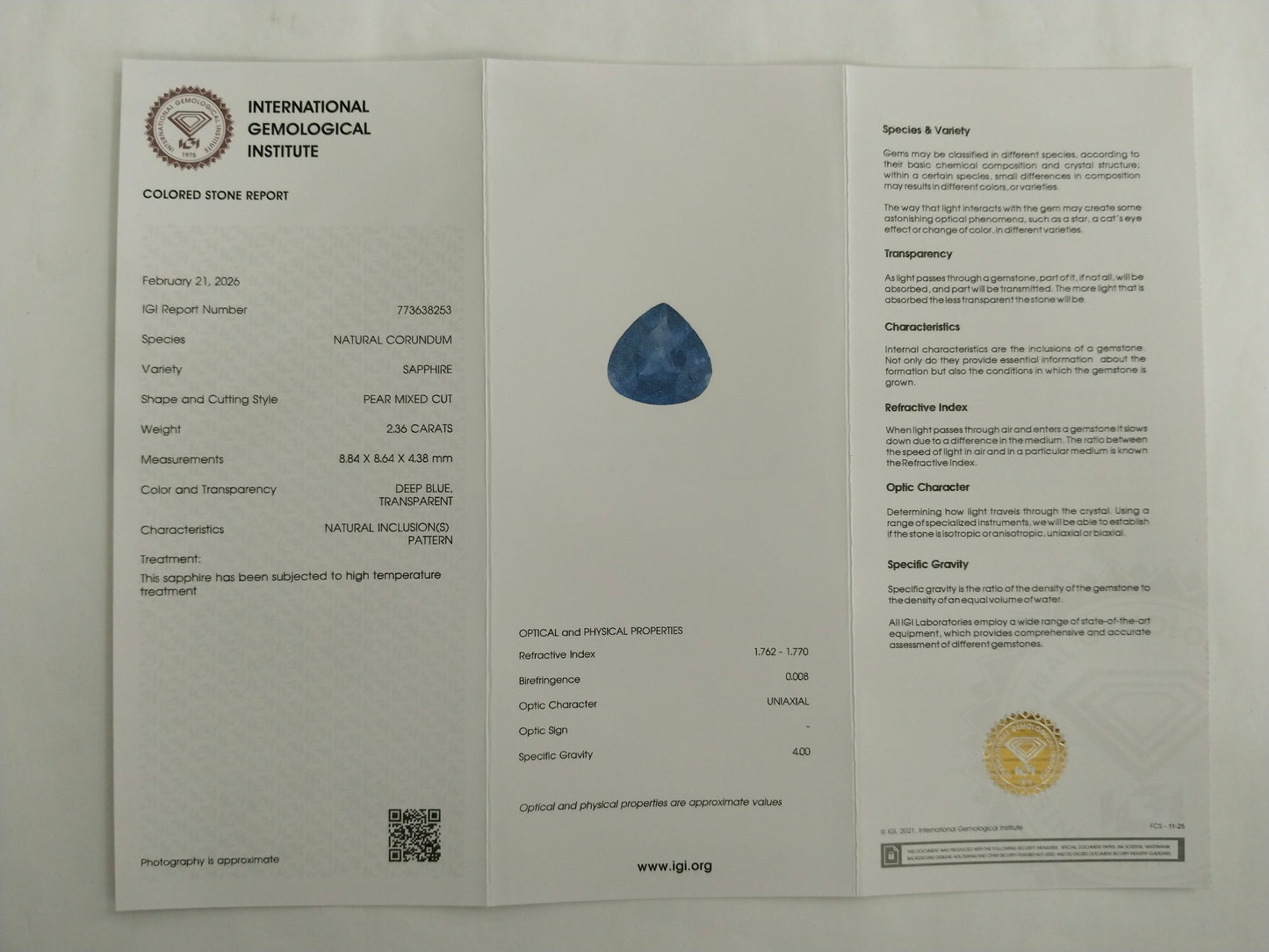 2.36 Natural Corundum Sapphire Pear Mixed Cut Gemstone