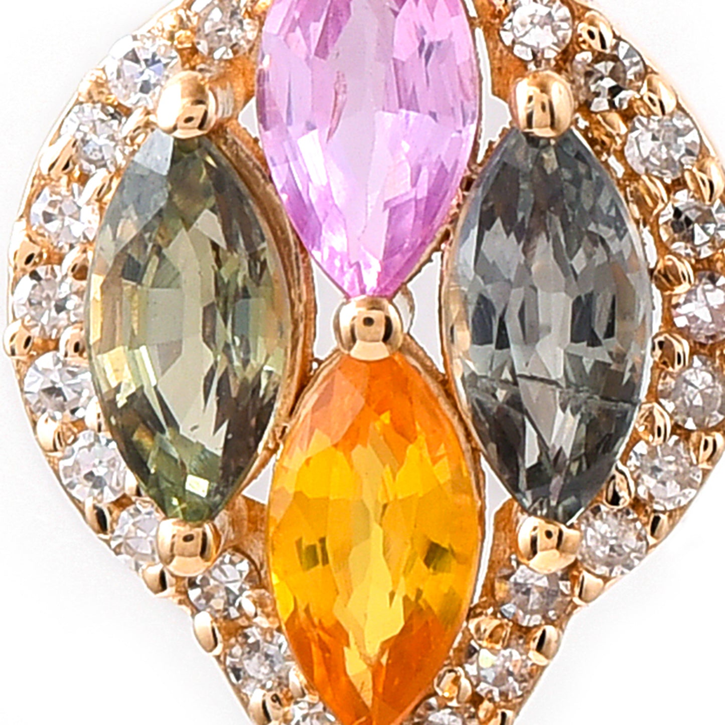 1.04 Ct Marquise Mixed Cut Natural Multi-Coloured Sapphire 14K Gold Pendant