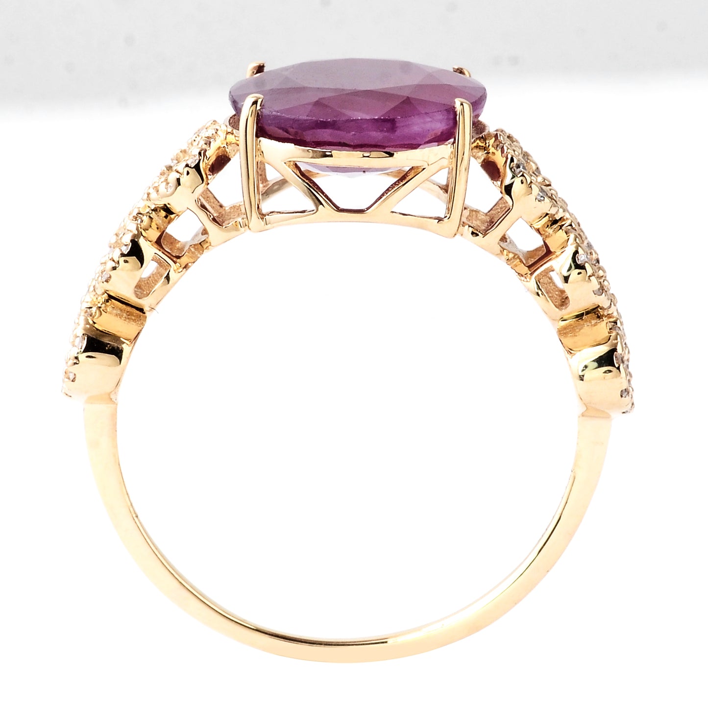 4.81 Ct Oval Mixed Cut Natural Corundum Ruby 14K Gold Ring