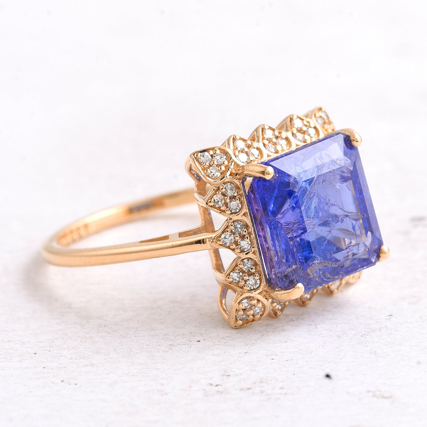 6.00 Ct Octagon Step Cut Natural Tanzanite 14K Gold Ring