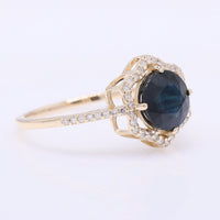 1.95 Ct Round Mixed Cut Natural Sapphire 14K Gold Ring
