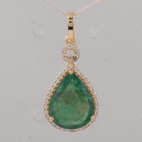 3.41 Ct Pear Emerald 9K Gold Pendant