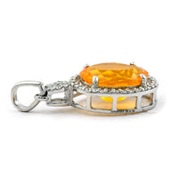 1.82 Ct Oval Mixed Cut Natural Fire Opal 950 Platinum Pendant