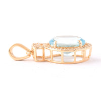 2.70 Ct Oval Mixed Cut Natural Aquamarine 14K Gold Pendant