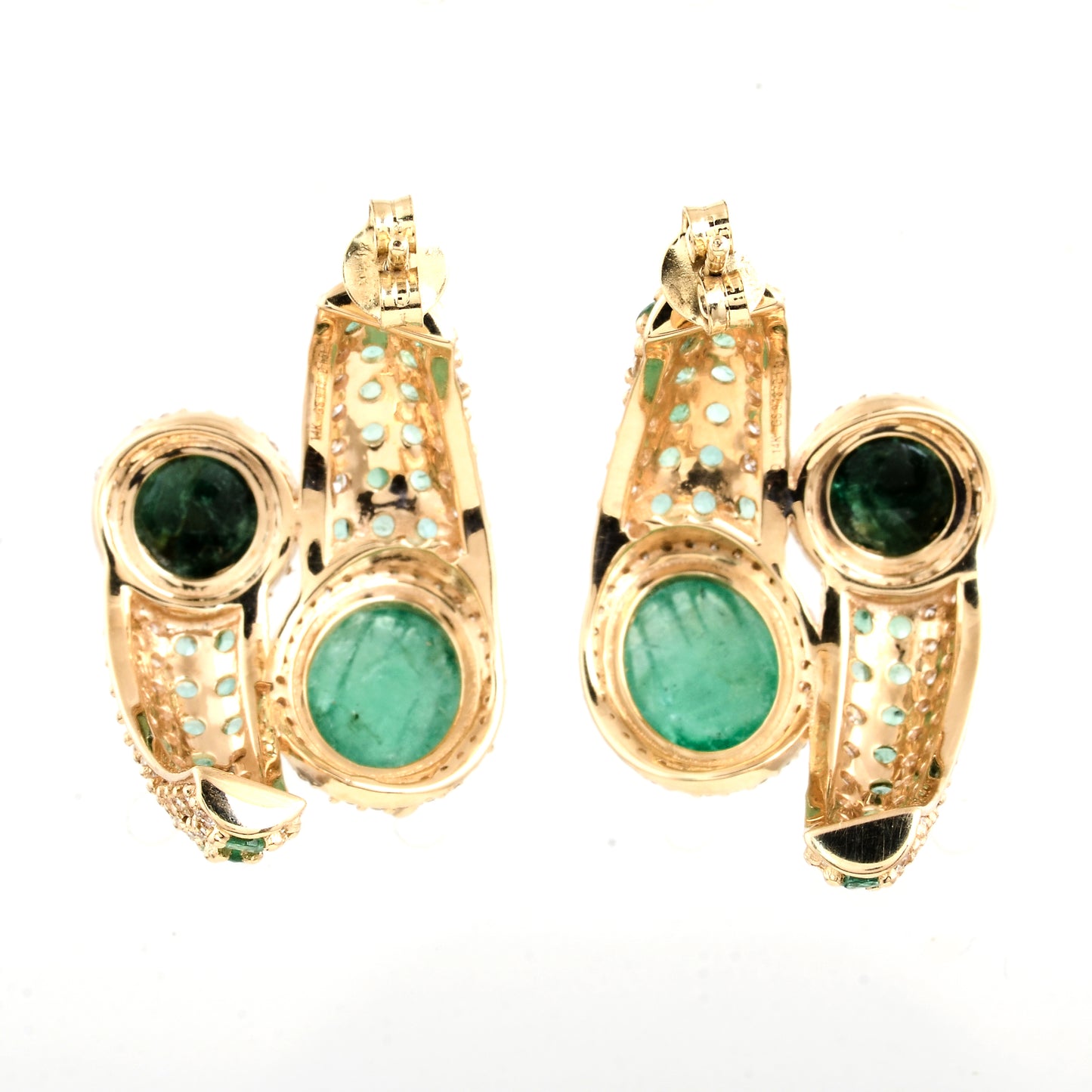 11.29 Ct Oval Emerald 14K Gold Earrings