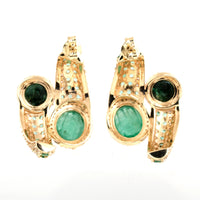 11.29 Ct Oval Emerald 14K Gold Earrings