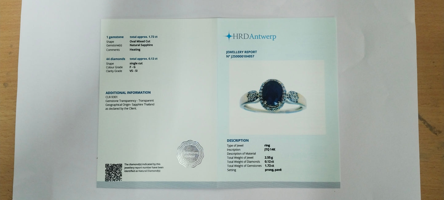 1.84 Ct Oval Mixed Cut Natural Sapphire 14K Gold Ring