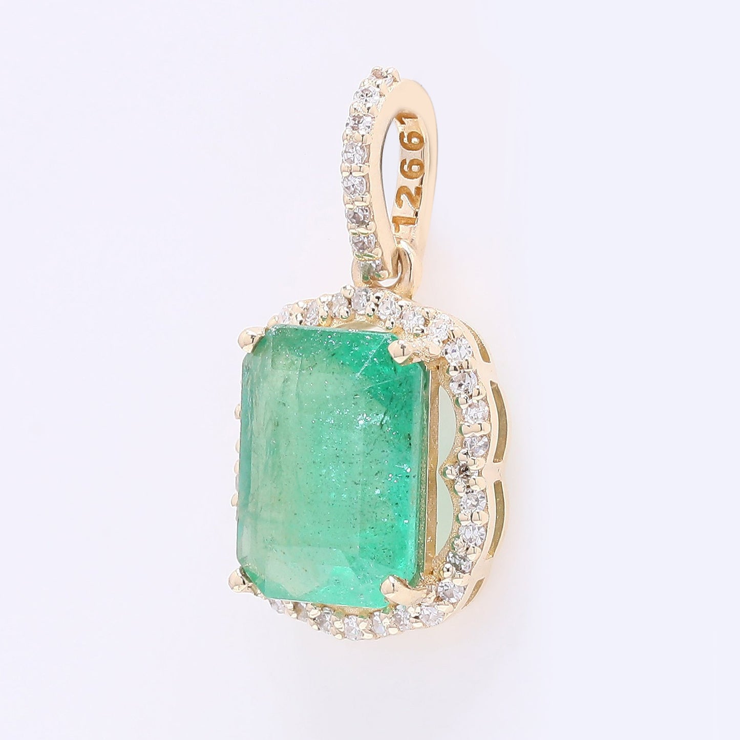 1.87 Ct Octagon Step Cut Natural Emerald 14K Gold Pendant