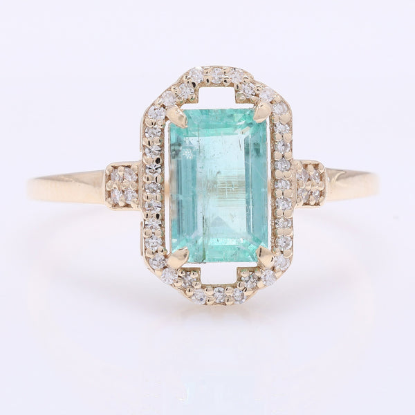 1.47 Ct Octagon Step Cut Natural Emerald 14K Gold Ring