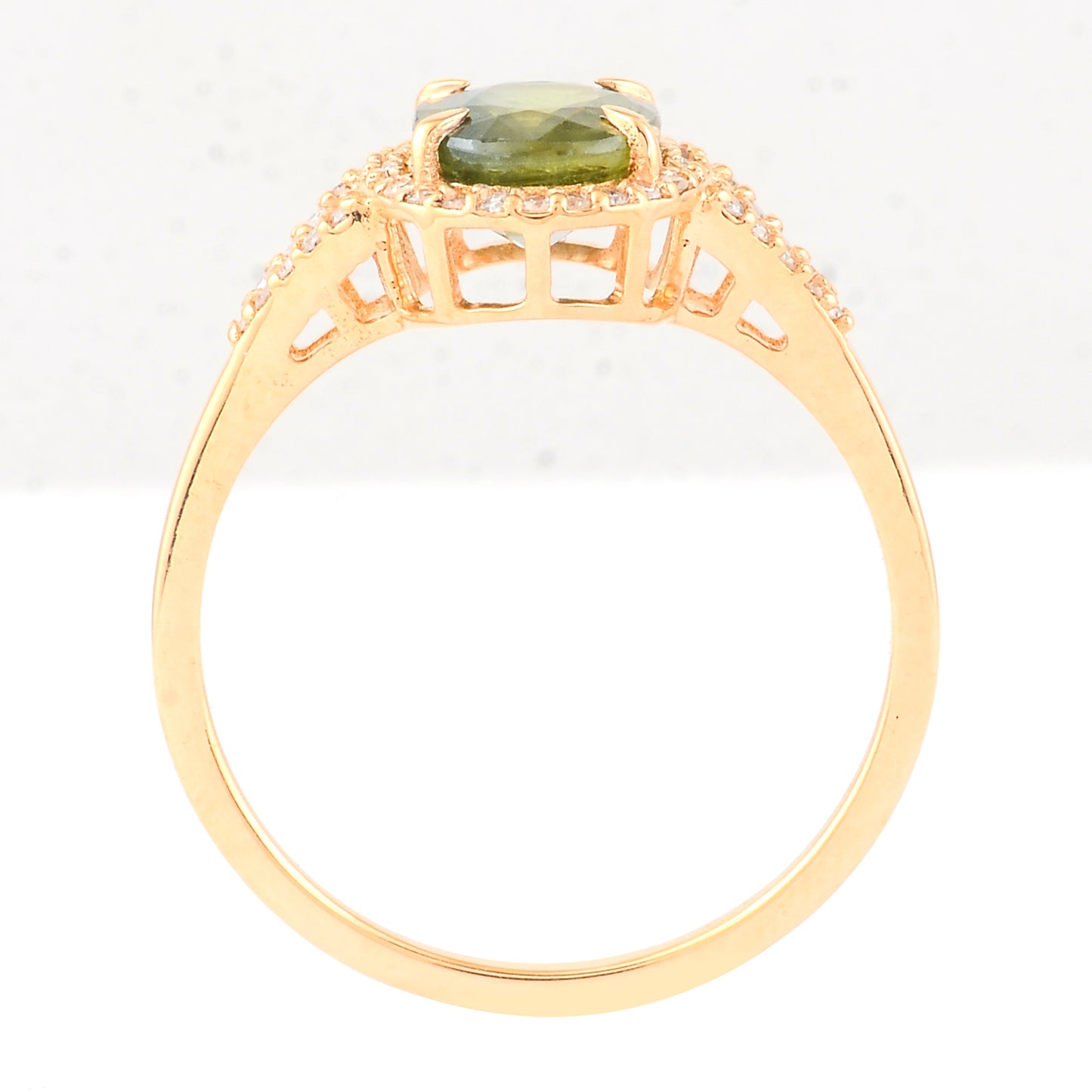 1.87 Ct Oval Mixed Cut Natural Green Sapphire 14K Gold Ring