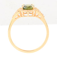 1.87 Ct Oval Mixed Cut Natural Green Sapphire 14K Gold Ring